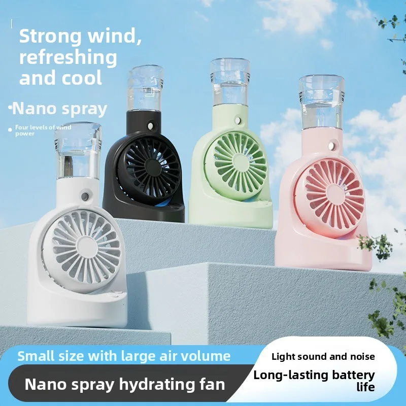 New handheld spray fan Portable outdoor humidification handheld fan Home office desktop spray fan