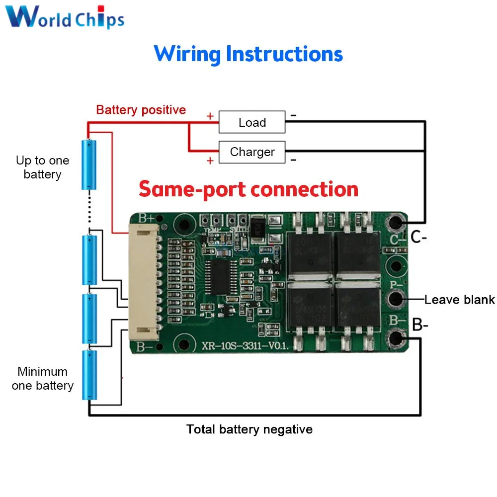 Imagem -05 - Placa de Proteção da Bateria do Lítio Li-íon Lipolymer Bms Pwb Pcm o Mesmo Porto Porto Rachado Placa de Circuito 10s 36v 15a 3mos 4mos