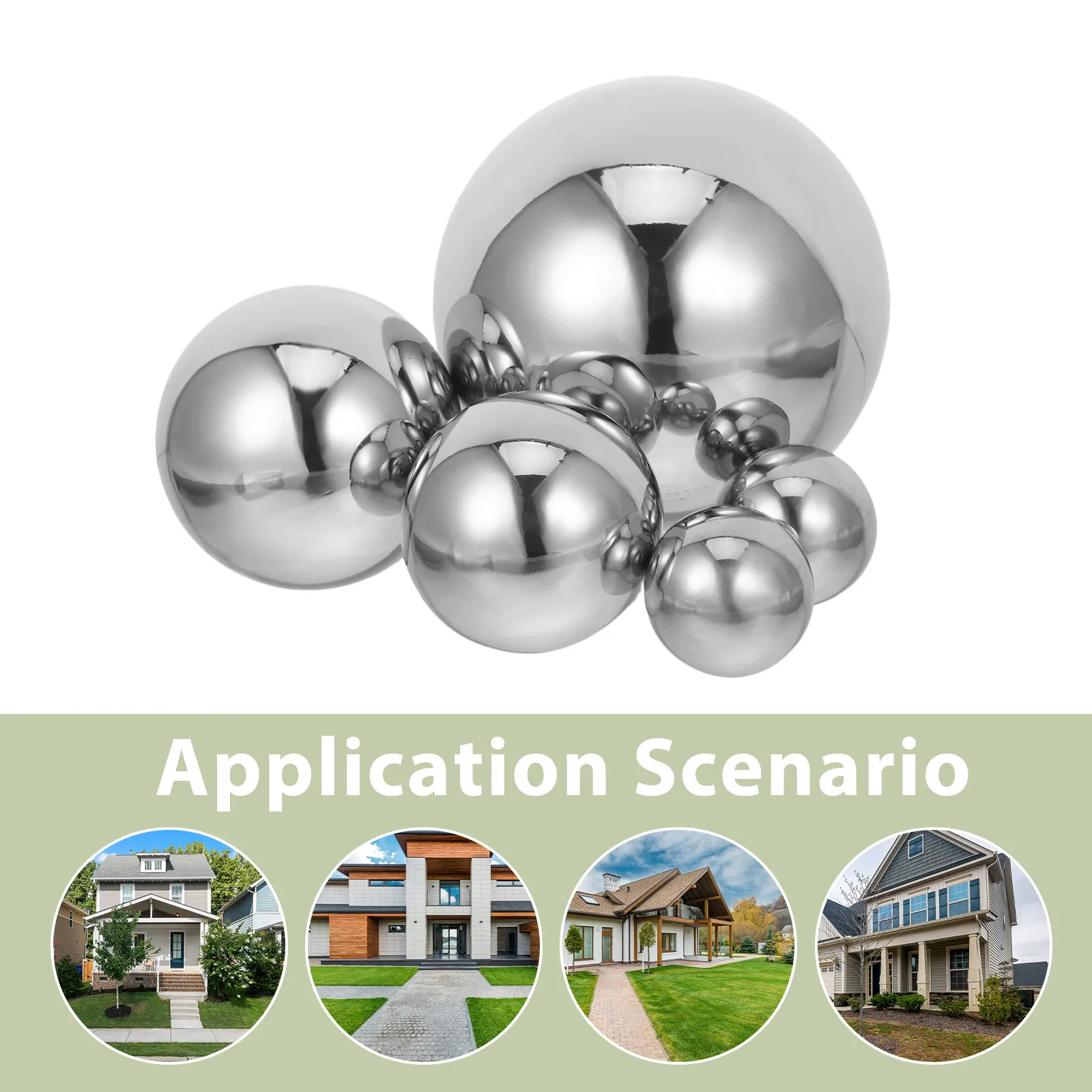 6Pcs Stainless Steel Reflective Garden Globe Spheres Outdoor Yard Pond Gazing Balls Mirror Polished Decorative Metal Sphere