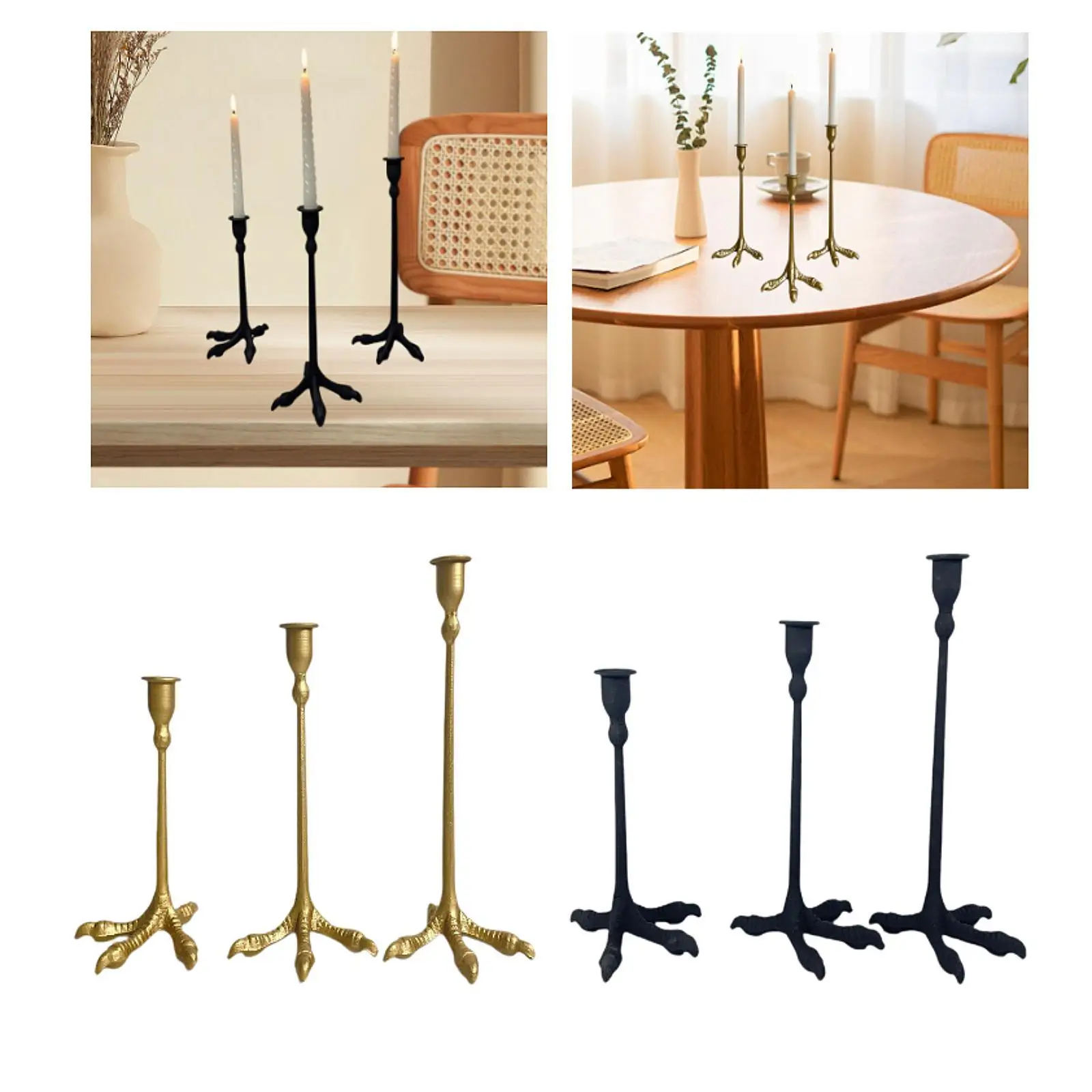 

3 Pieces Iron Taper Candle Holder Candlestick Holders for Thanksgiving Hotel