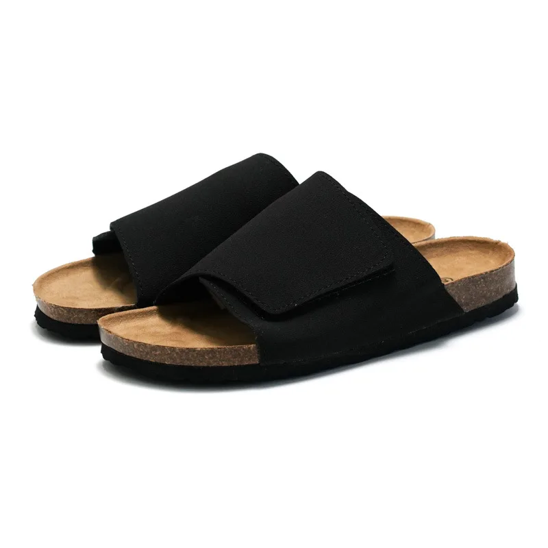 New Arrived Summer Men Cork Slipper Casual Beach Non-slip Outside Nubuck Leather Slip on Slides Shoe Men Shoes view 2