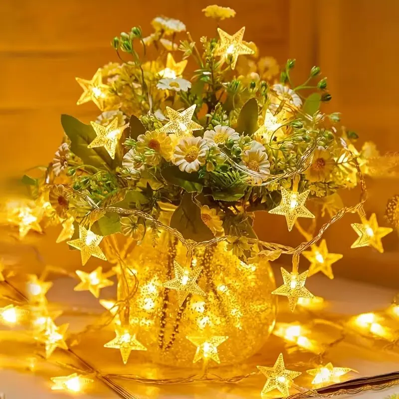 59.06inch 10 Lights, 3m 20 Lights Star Christmas Decoration String Lights, Battery Powered (No Plug)