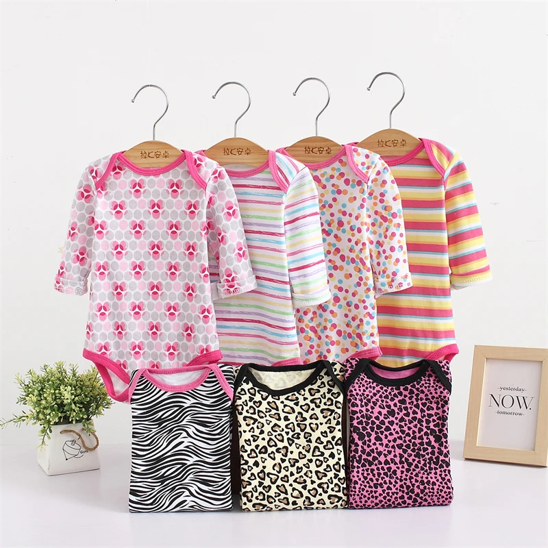 Spring Autumn Cotton Princess Newborn Baby Girl Bodysuits Leopard Floral Girls Jumpsuits Long Sleeve Clothes