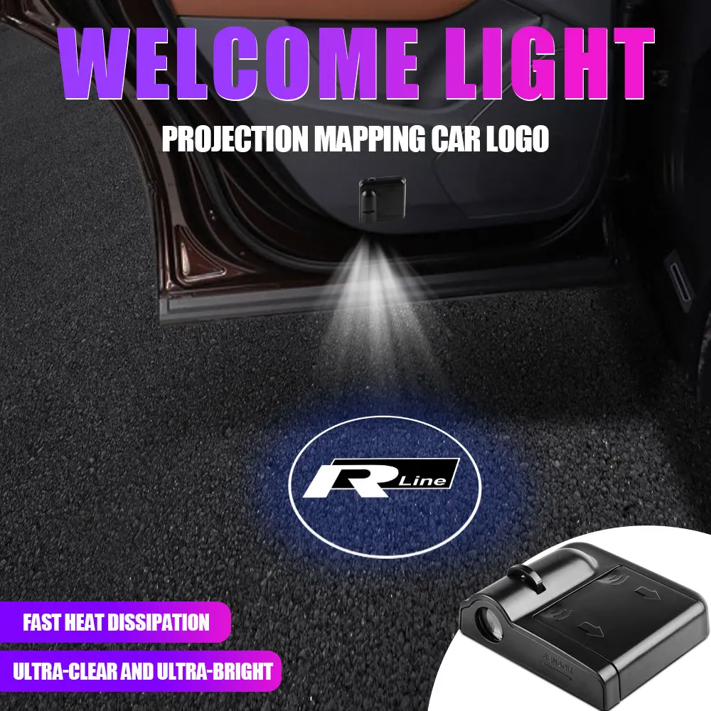 1PCS Car Door Welcome Light Laser Projector Courtesy Lamps Auto Accessorie For Volkswagen  GOLF Rline Scirocco CC Beetle Touran