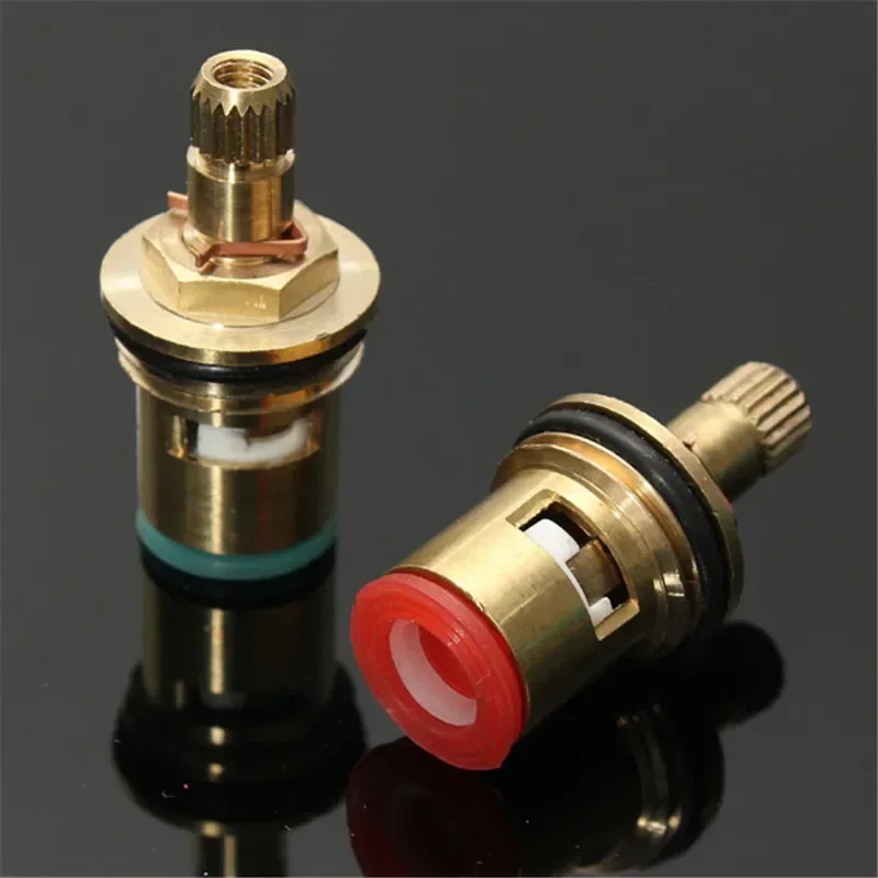 2Pcs Faucet Cartridge Standard 1/2 Thread Ceramic Water Mixer Tap Inner Faucet Disc Valve Replacement Hot and Cold Water