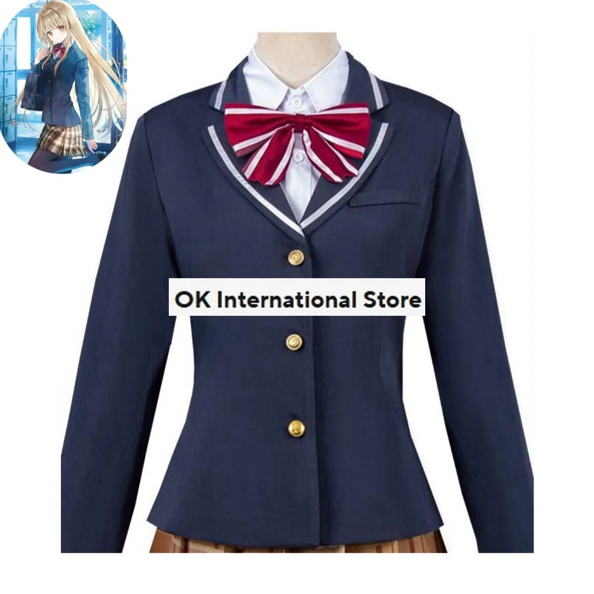 Anime der Engel nebenan verwöhnt mich faul Shiina Mahiru Cosplay Kostüm Perücke Schuluniform Rock Frau Kawaii Campus Anzug