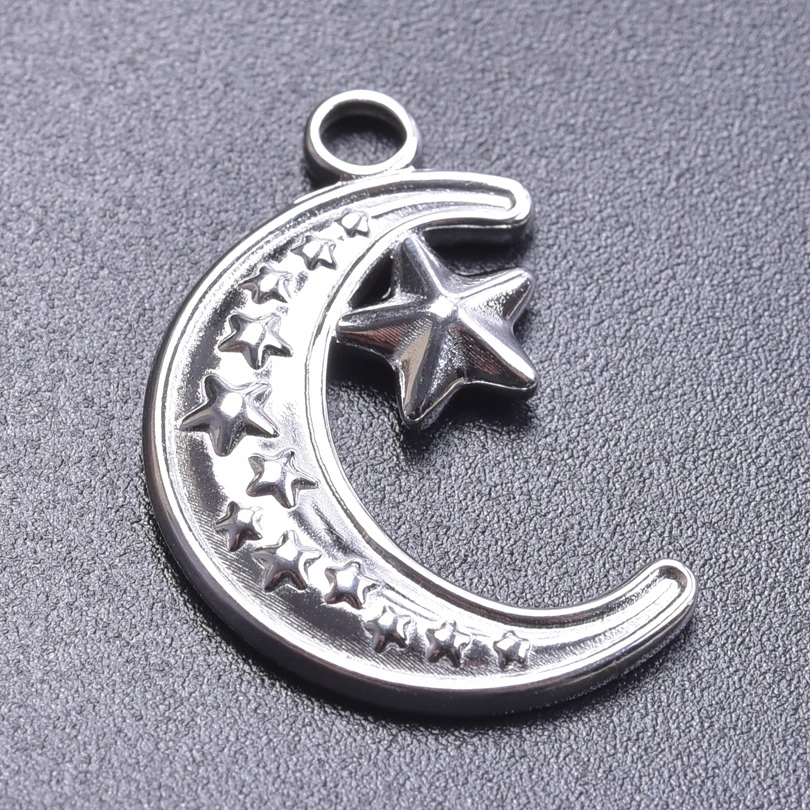 5pcs Bedeltjes Never Fade Heart Sun Moon Star Charms For Jewelry Making Bulk Phase Of The Moon Pentagram Stainless Steel Pendant