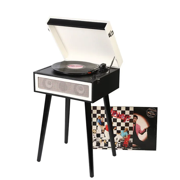 Retro awesome sound turntable player record player with removable legs