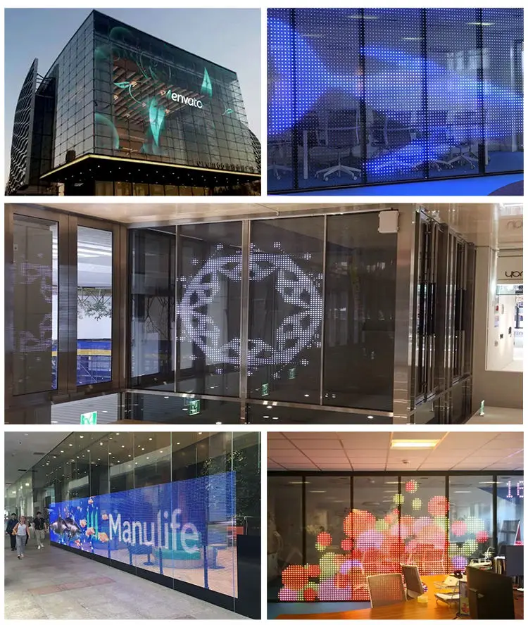 Cortina de pantalla de película suave de cristal transparente Led P6, pantalla de película Led ultrafina, vidrio interior, pantalla de publicidad suave Flexible