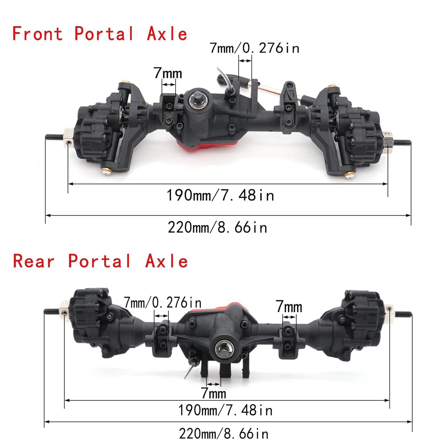1:10 トラクサス TRX-4 RCカー フロントおよびリアストレートポータルアクスル、RCクローラークライミングカー用デファレンシャルロック付きアップグレードパーツ