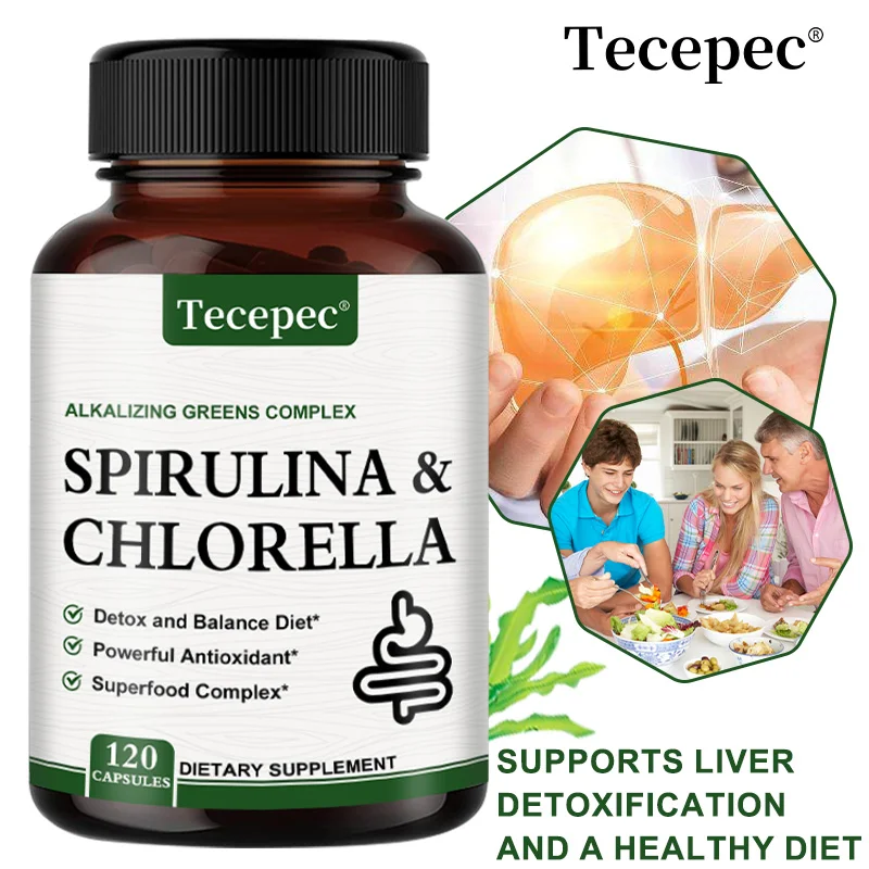 Spirulina & Chlorella 2300 Mg - Detox, Energy, Digestion & Powerful Antioxidant - Super Greens Complex Nutritional Supplement