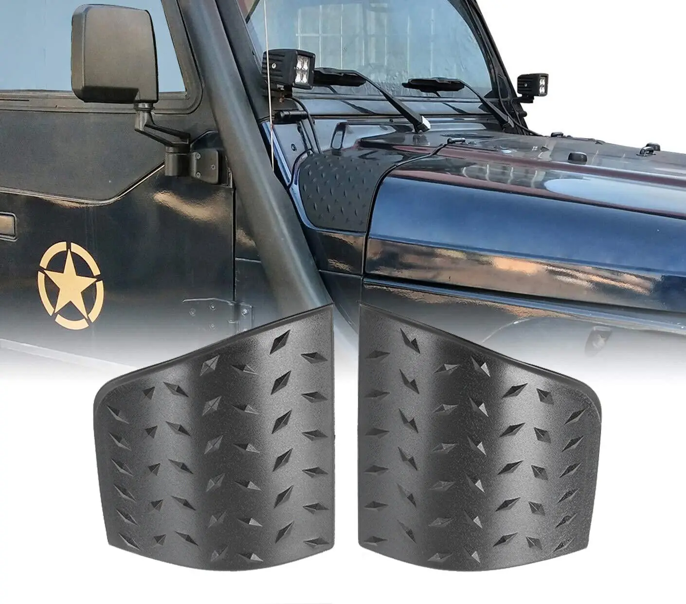 Black Abs Cowl Body Armor Powder Coated Finish Outer Cowling Cover Compatible for 1997-2006 Jeep Wrangler Tj - a Pair