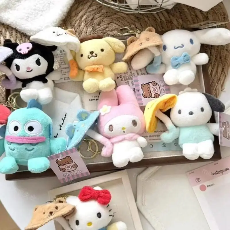 

Sanrio Cinnamoroll Hello Kitty Hold An Umbrella Series Plush Car Keychain Decoration Backpack Hang Ornaments Girls Birthday Gift