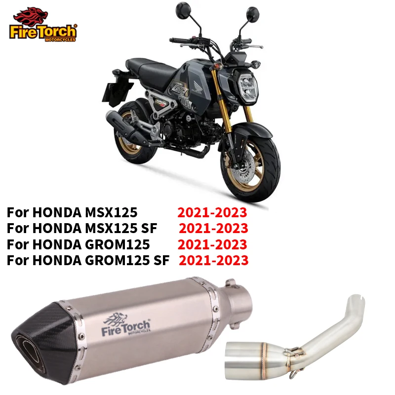 

For Honda GROM125 MSX125 SF GROM 125 2021 2022 2023 Motorcycle Exhaust Escape Moto Systems Modified Mid Link Pipe With Muffler