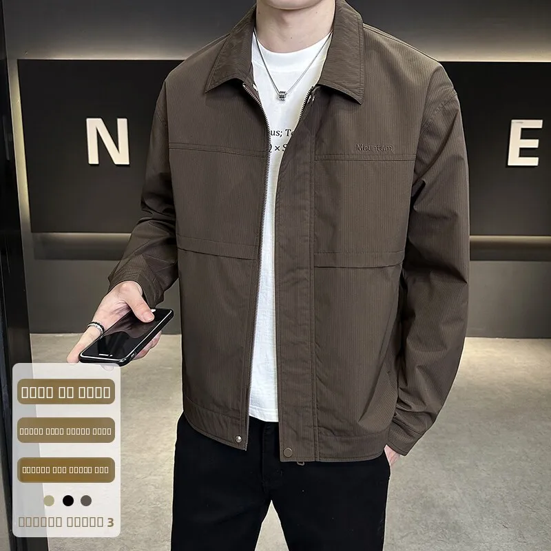 

Men's Faionable Workwear Jaet Collared Spring 2025 Sli Versatile Youth Outerwear Trendy Long Sve Cotton Blend