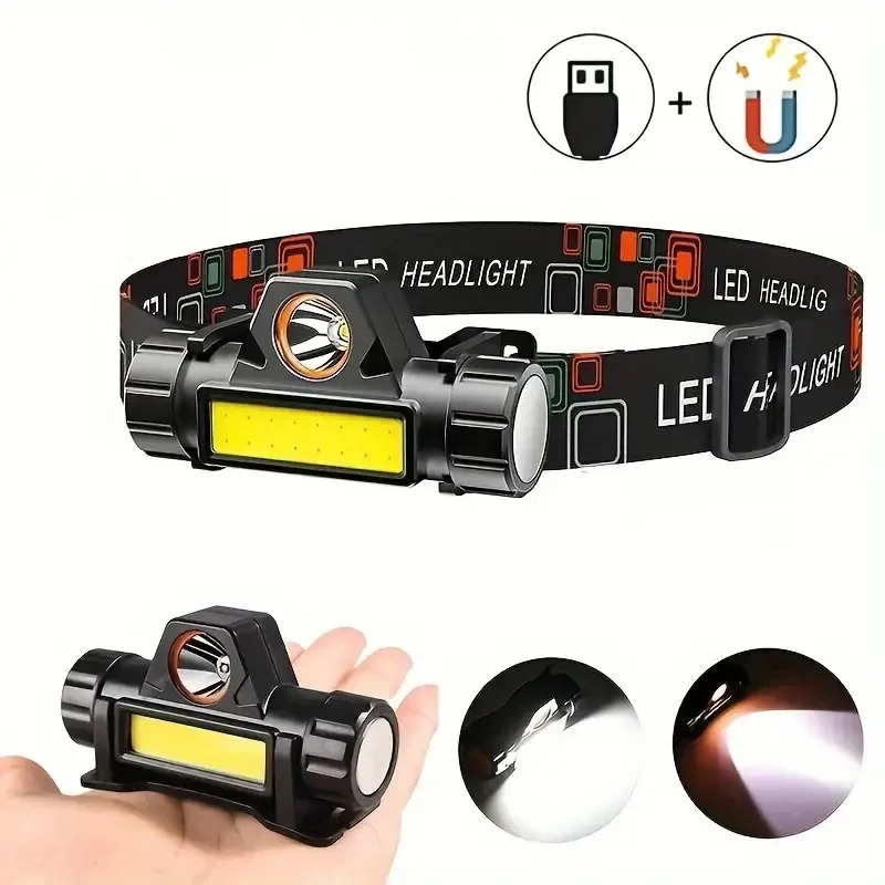 

Outdoor Headlamp Mini Powerful LED Headlight Rechargeable USB Flashlight Waterproof Head Torch For Camping Fishing Lantern
