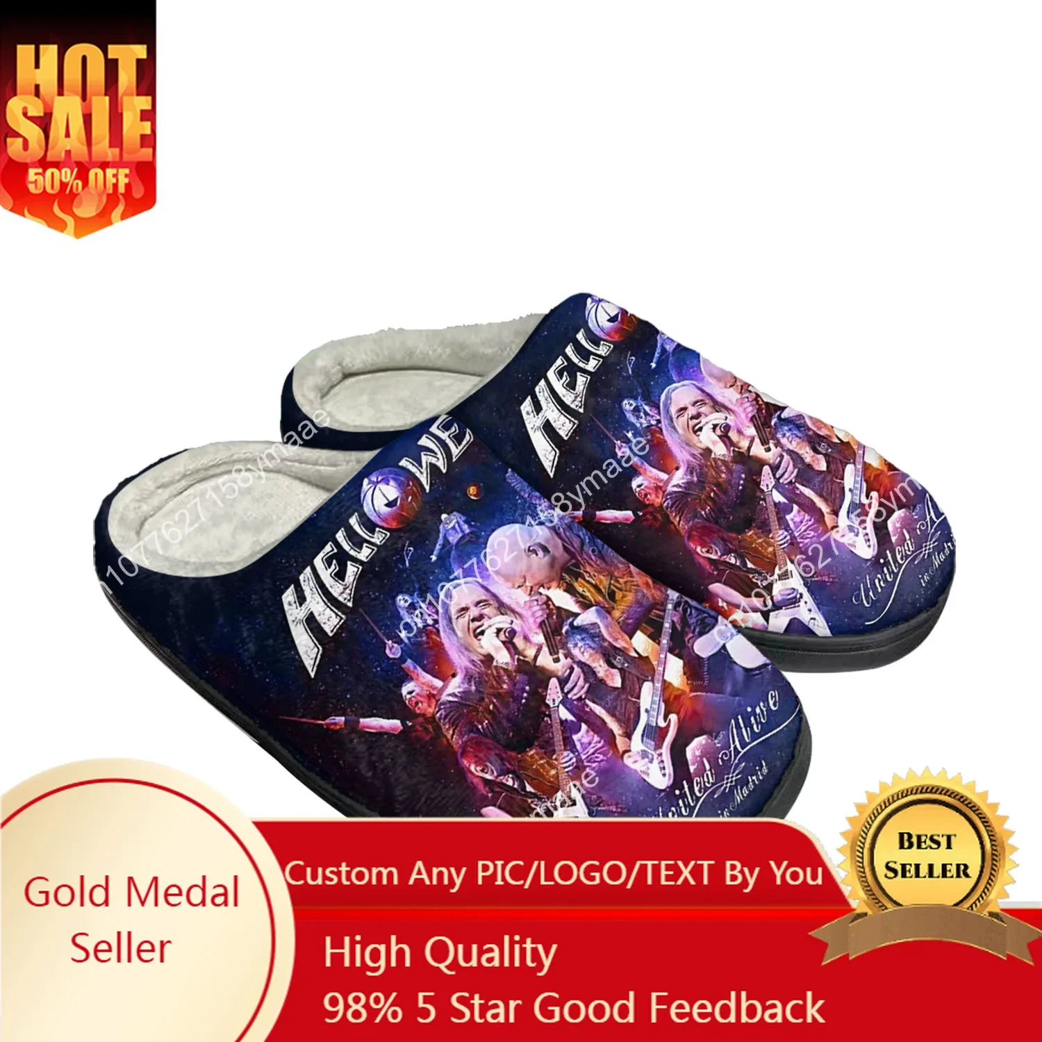 

Helloween Rock Band Home Cotton Slippers Mens Womens Plush Bedroom Casual Keep Warm Shoes Thermal Indoor Slipper Customized Shoe