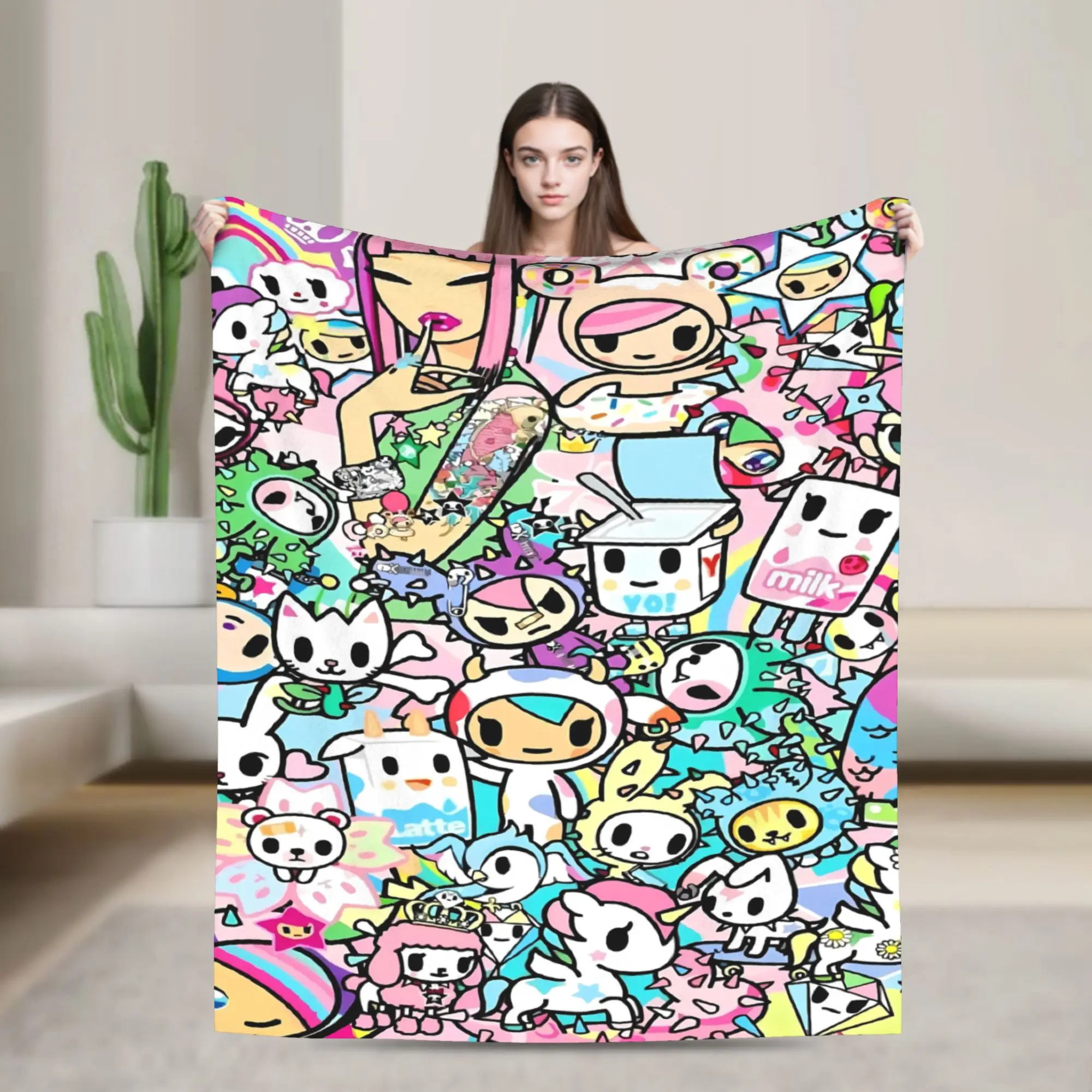 Tokidokis Kawaii Donutella Sandy Unicorno Blanket Warm Soft Plush Throw Blanket For Girls Home Decor Flannel Bedspread Bed Cover