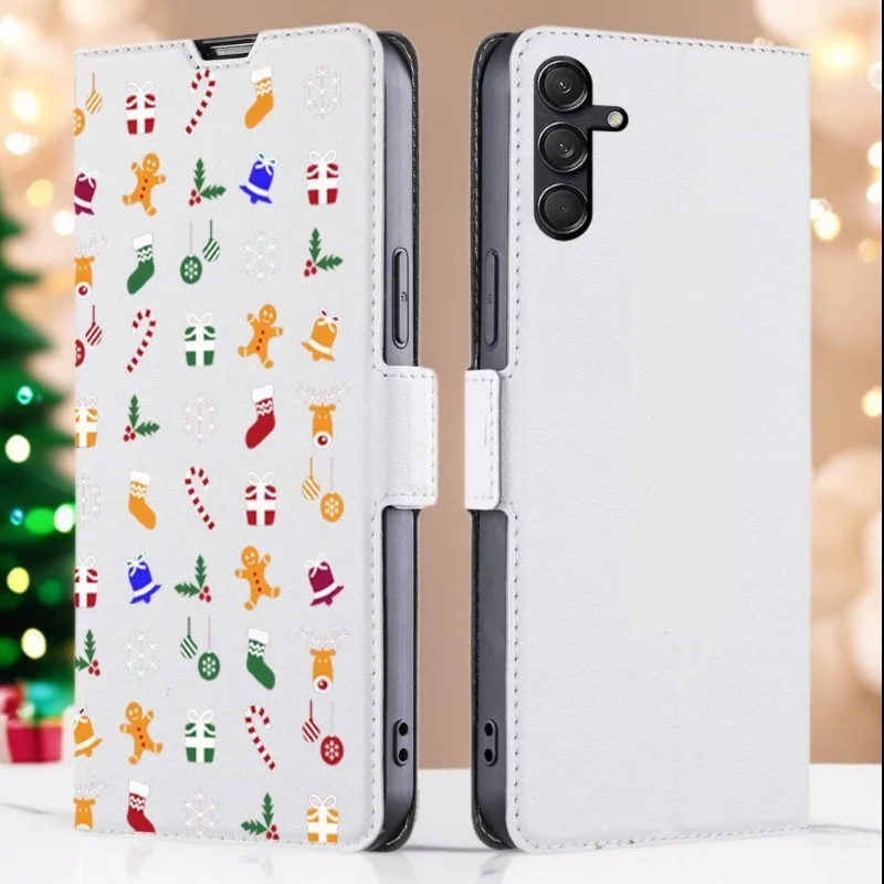 

Creative Christmas Pattern Leather Phone Cover for Samsung Galaxy S23 S24 Plus S25 Ultra with Built-in Wallet Card Case Slots