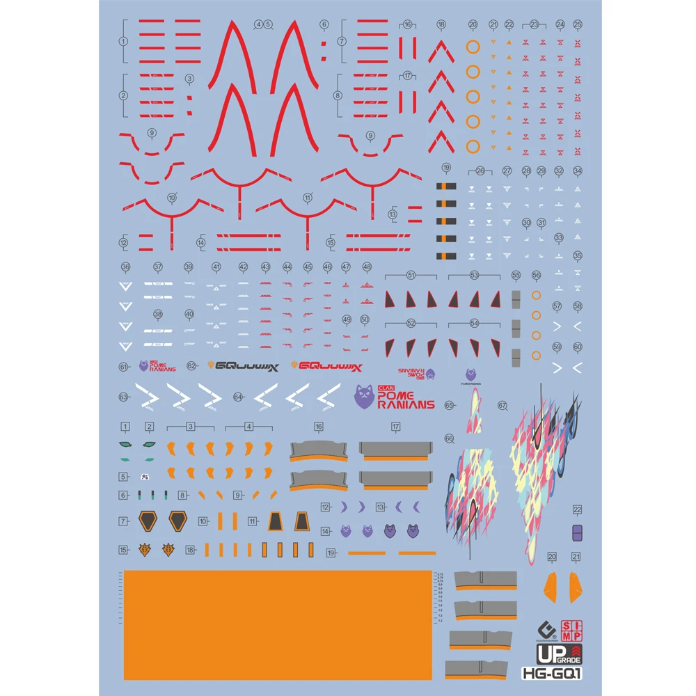 EVO Model Decals GQ-1 For HG 1/144 GQuuuuuuX Fluorescent High-precision Water Sticker