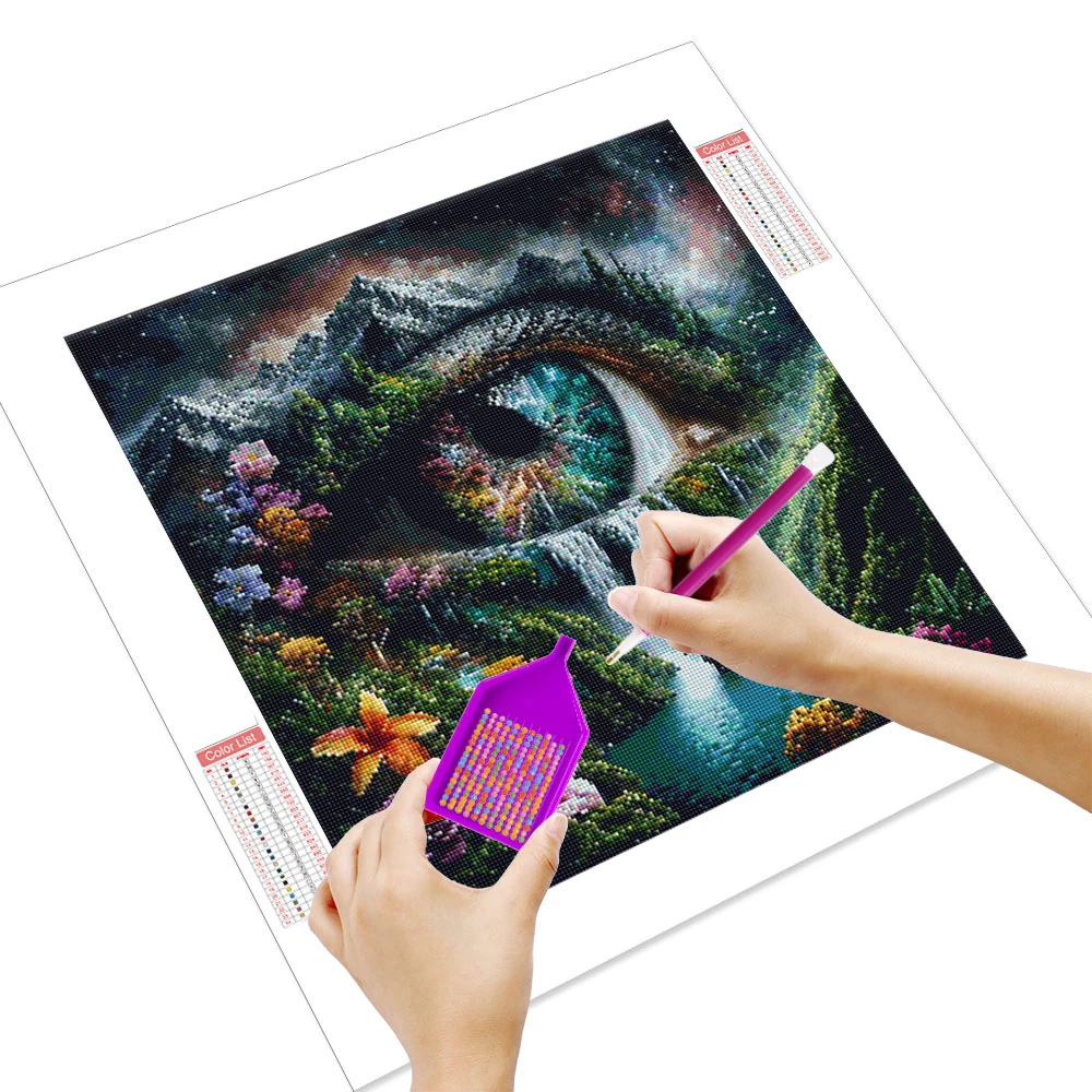 Huacan DIY Diamond Painting Eyes Waterfall Forest Diamond Mosaic Landscape Complete Kit Decorative Paintings