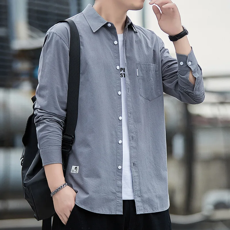 Spring Autumn Men Long Sleeve Shirt Jacket Thin Loose Business Casual Workwear Male Button Down Shirts for Men Daily Office Tops