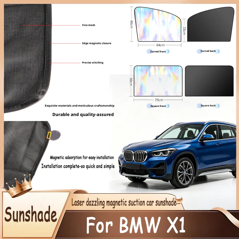 For BMW X1 , Strong Magnetic Sun Visor Laser Reflective Shade, Blocks UV & Heat,Protects Interior from Fading, Easy Install