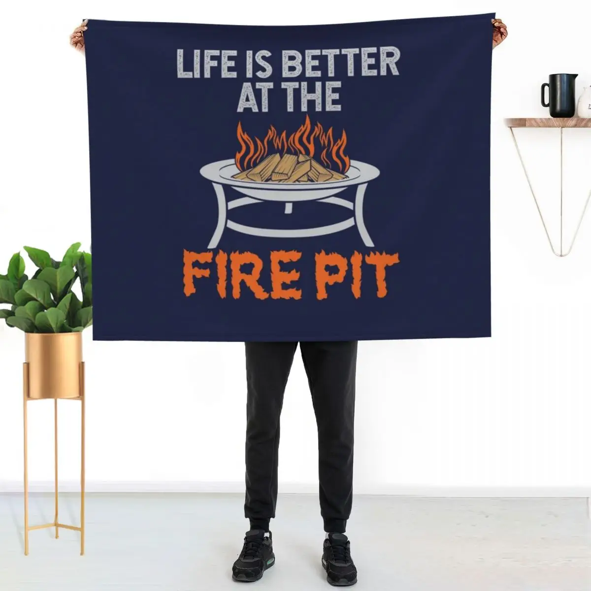 Life Is Better At The Fire Pit Throw Blanket Furry Soft Warm for winter Luxury Designer Winter beds Blankets