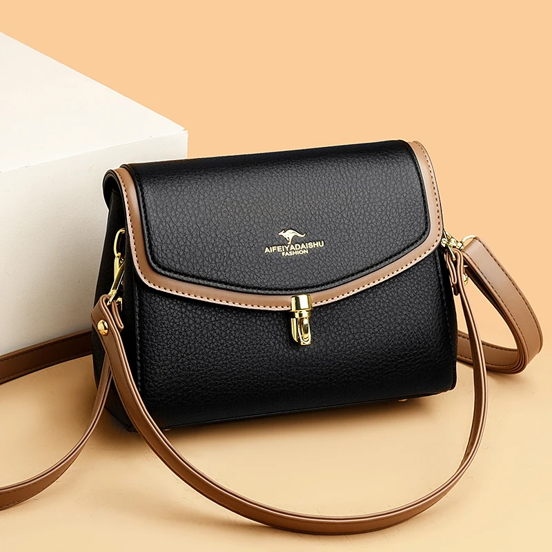 

2 Strap Shoulder Bag for Women Mother Purse High Quality PU Leather Luxury Designer Ladies Crossbody Bag Casual Tote Sac A Main