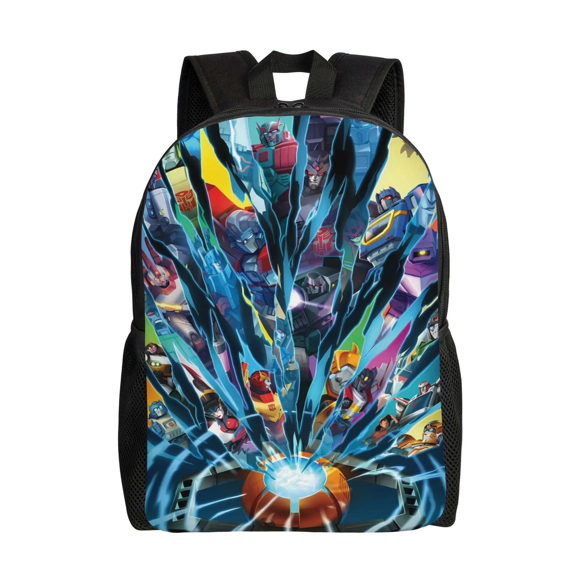 Transformered Cartoon Backpack Youth 3D Printed Durable Backpacks Polyester Stylish School Bags Daily Colorful Rucksack