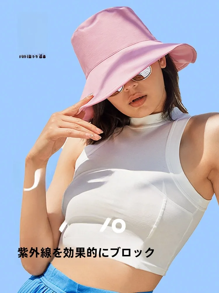 women's-double-sided-fishing-cap-90-points-uv-protection-large-brim-sun-hat-sweet-cute-style-nylon-material-travel-summer-hat