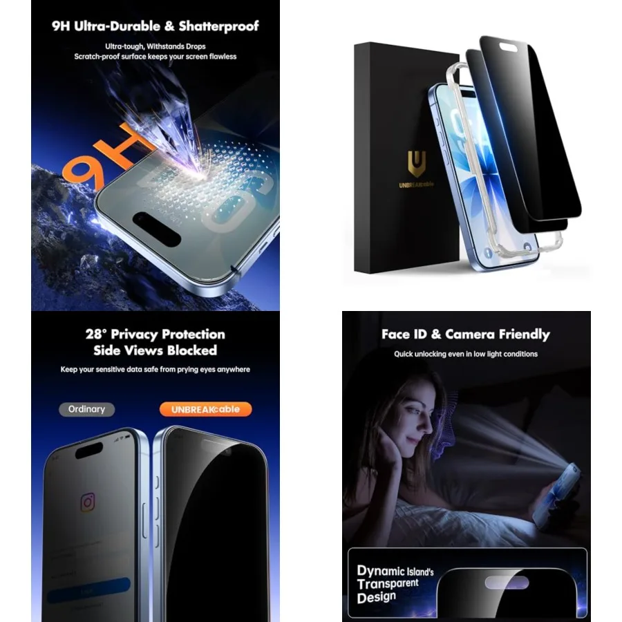 

Privacy Screen tector for, Shatterproof Tempered Glass [True 28Anti Spy] [9H Hardness] [Easy Installation Frame] Private Protec