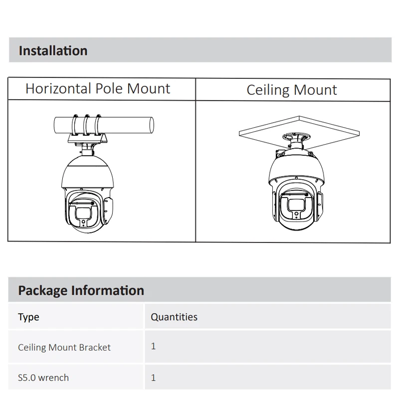 Dahua PFB301C Ceiling Mount Bracket Aluminium Alloy CCTV Mounts 8-inch ball, need to be used with mount adapter For PTZ Camera