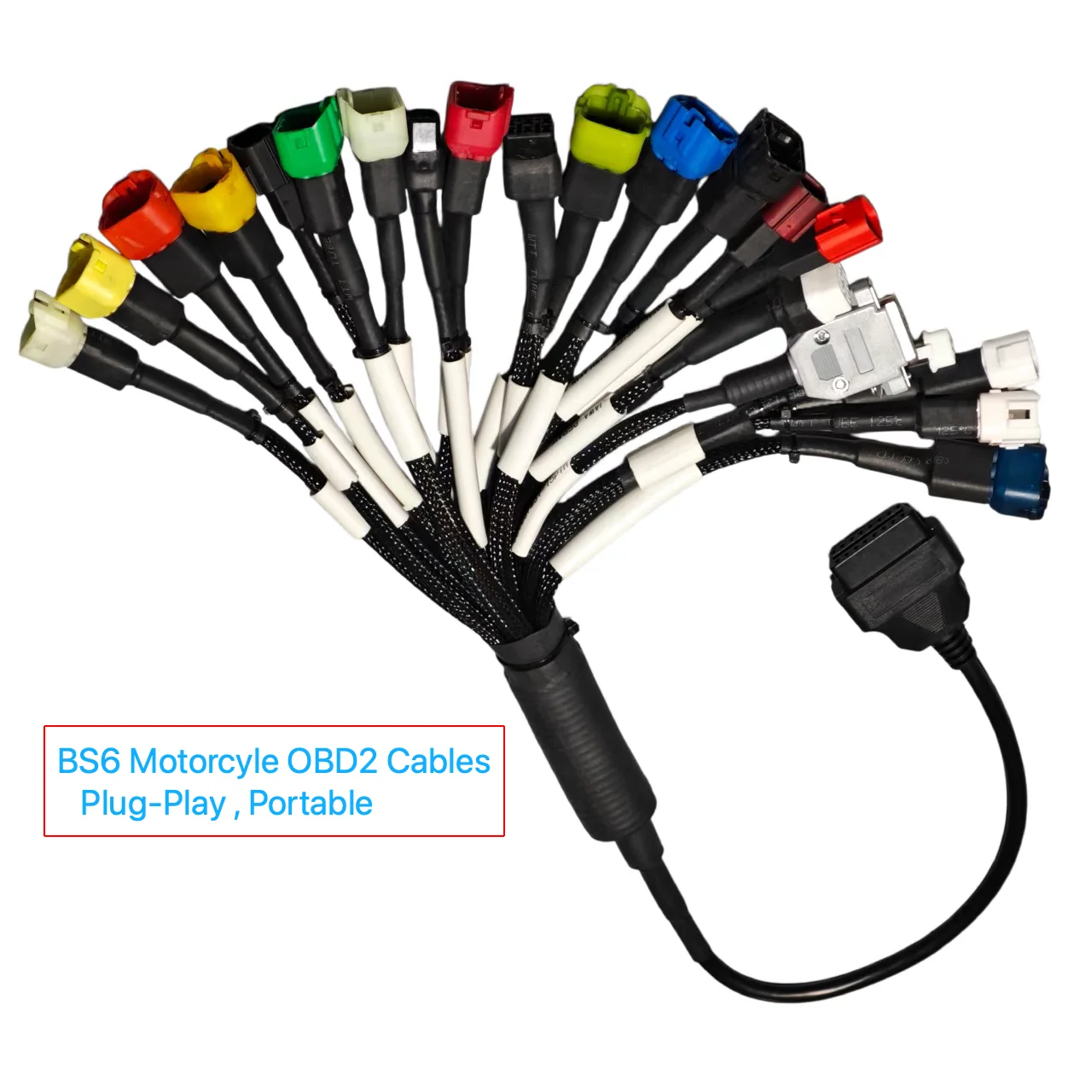Motorcycle BS6 cable set 21in1 with JDiag Connector Wiring Harness OBD2 Adapter Wholesales For Honda For TVS For Perak Royal TVS