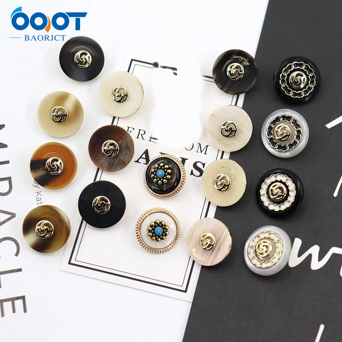 Metal &Resin Button Gold High-Quality Sweater Coat Decoration Buttons Accessories DIY 2Pcs/Lot X-141