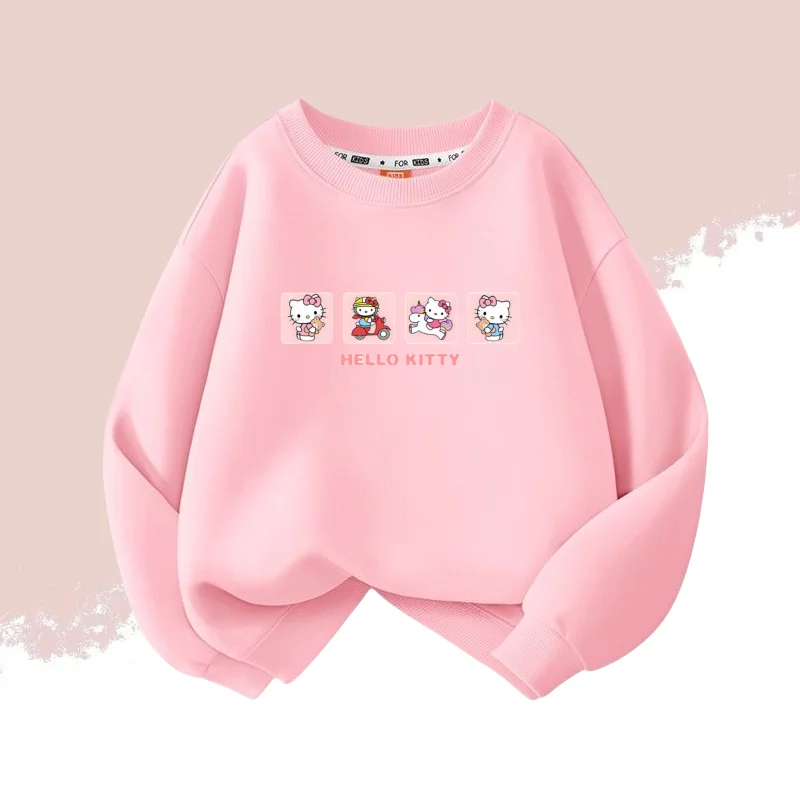 

Autumn Baby Girls Clothes Kid Sanrio Hello Kitty Printed Long Sleeve Sweatshirt Children Cartoon O-Neck Soft Cotton Pullover Top
