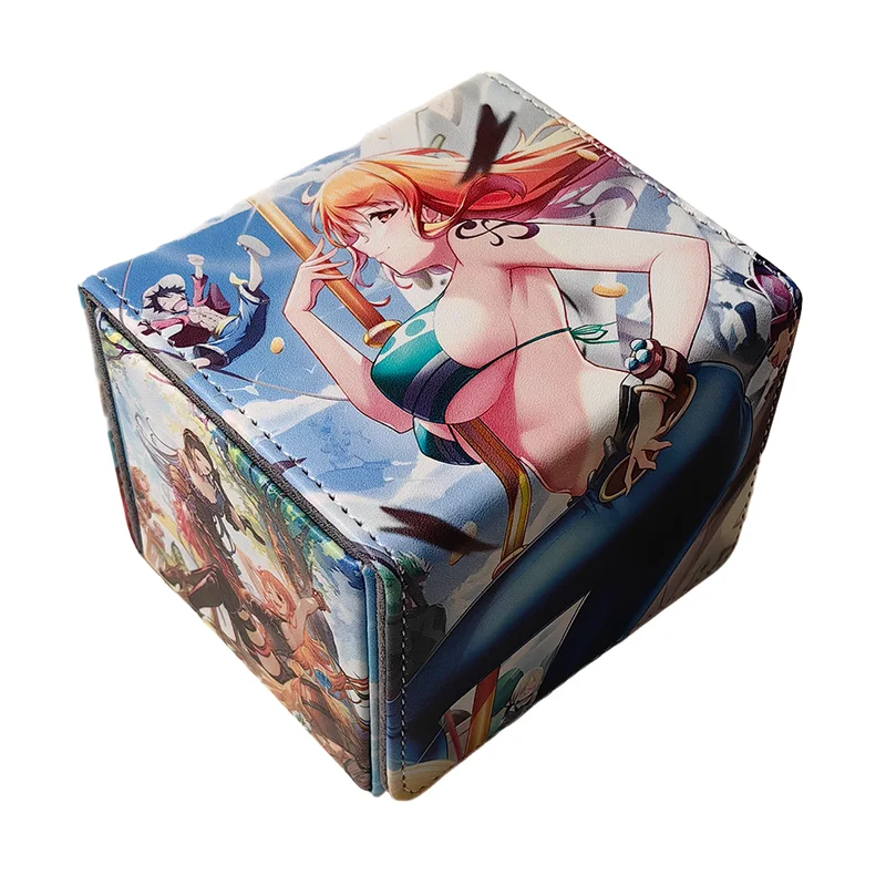 Anime Game One Piece OPCG Card Leather Storage Deck Box Large Capacity PU Material Luffy Nami Yamato Hobby Collection Gifts Toys