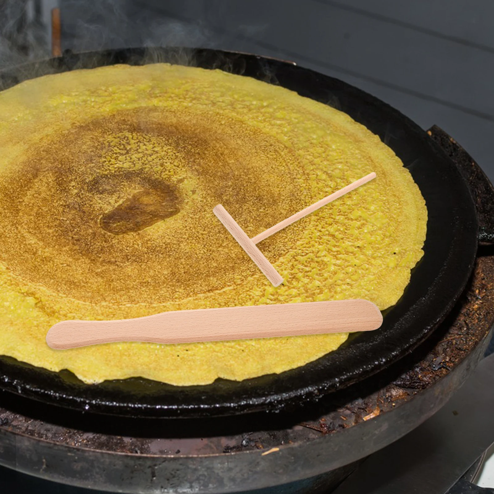 

4Pcs Wooden Crepe Spreader T-Shaped Batter Spatula Pancake Turner Baking Dough Scraper Kitchen Cooking Tool Set for Crepe Pan