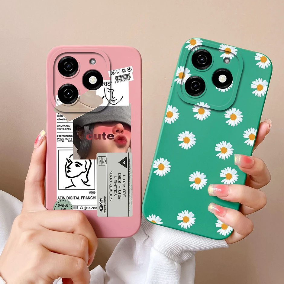 For Tecno Pop 8 Cases Funny Expression Pattern Liquid Silicone Soft TPU Phone Cover For Infinix Smart 8 Hot 40i Printing Funda