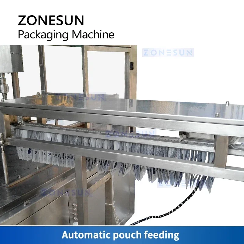 Máquina Automática de Llenado y Tapado de Bolsas Doypack ZONESUN ZS-AFC6YL, Equipo de Envasado de Líquidos Rotatorio de 6 Cabezas