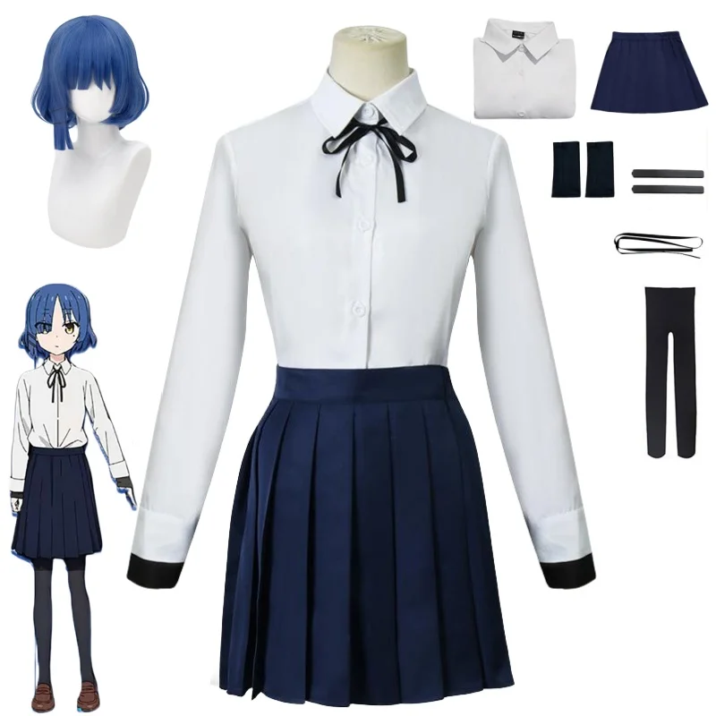 

Yamada Ryo Cosplay Costume Anime Bocchi The Rock Cosplay Skirts Shirt Blue Wig JK Uniform Halloween Costumes for Girls Women