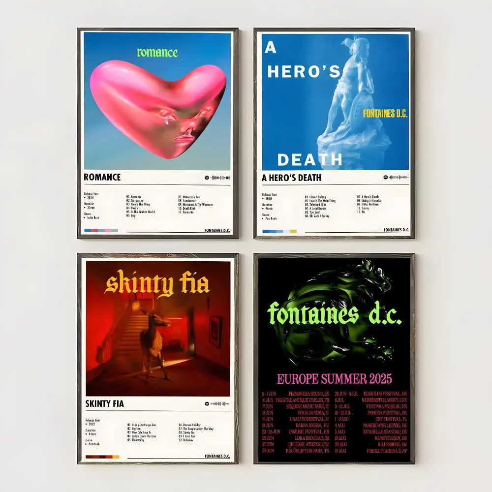 Rock Band F-Fontaines Dc Poster Waterproof Canvas Art Wrinkle Free Wall Hanging For Home Living Room Bedroom Decor