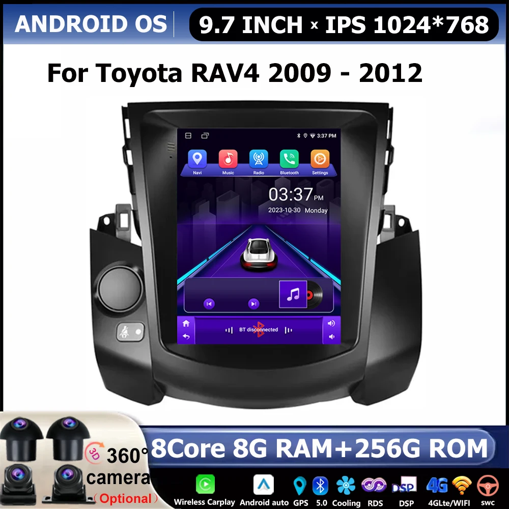 9.7 '' For Toyota RAV4 2009 - 2012 360 Camera  Android Car Radio Video Player Navigation Multimedia Wireless Carplay 4G WIFI