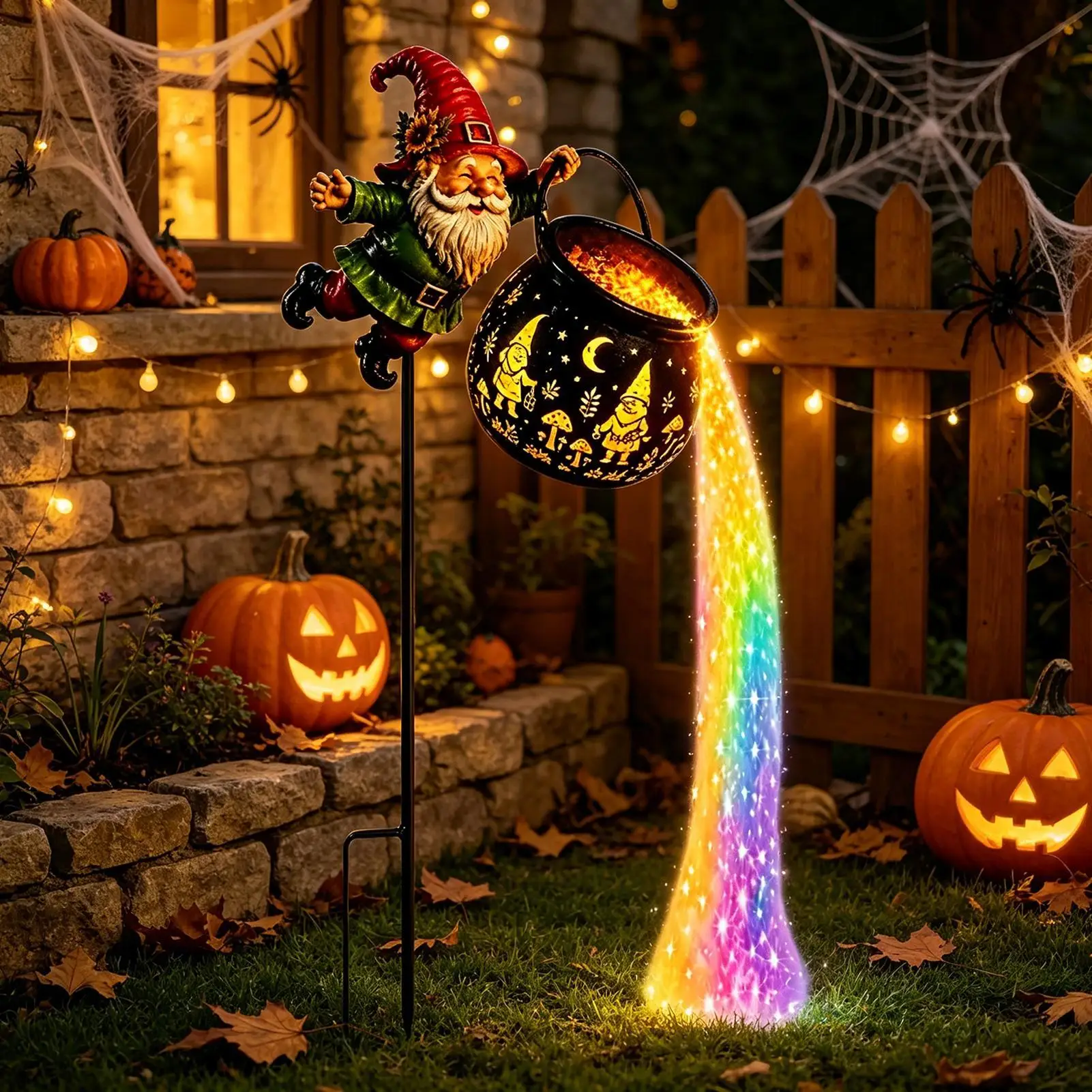 Solar Christmas Lights Christmas Gnome Cauldron Pathway Stake Lamp Yard Lights For Outdoor Patio Lawn Backyard Garden Walkway