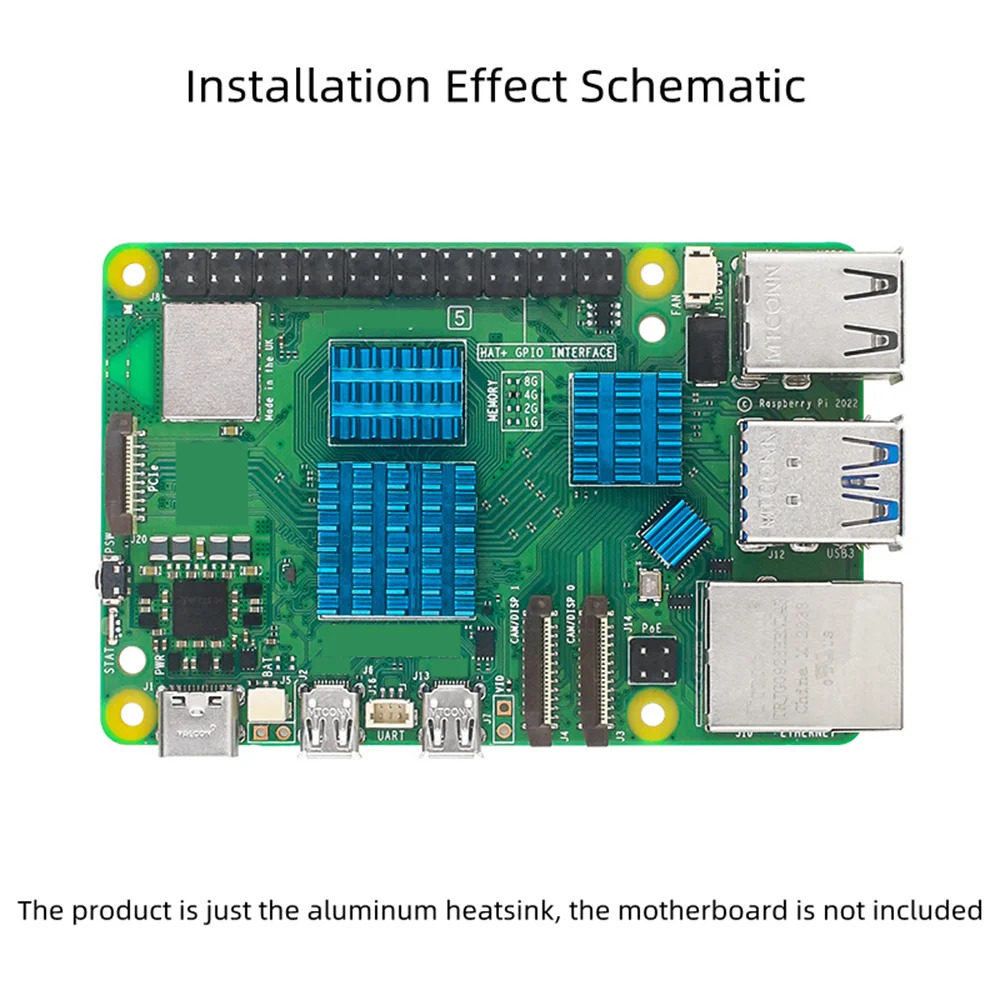 

Aluminum Heat Sink with Thermal Conductive Adhesive for Raspberry Pi5 Development Board Cooling