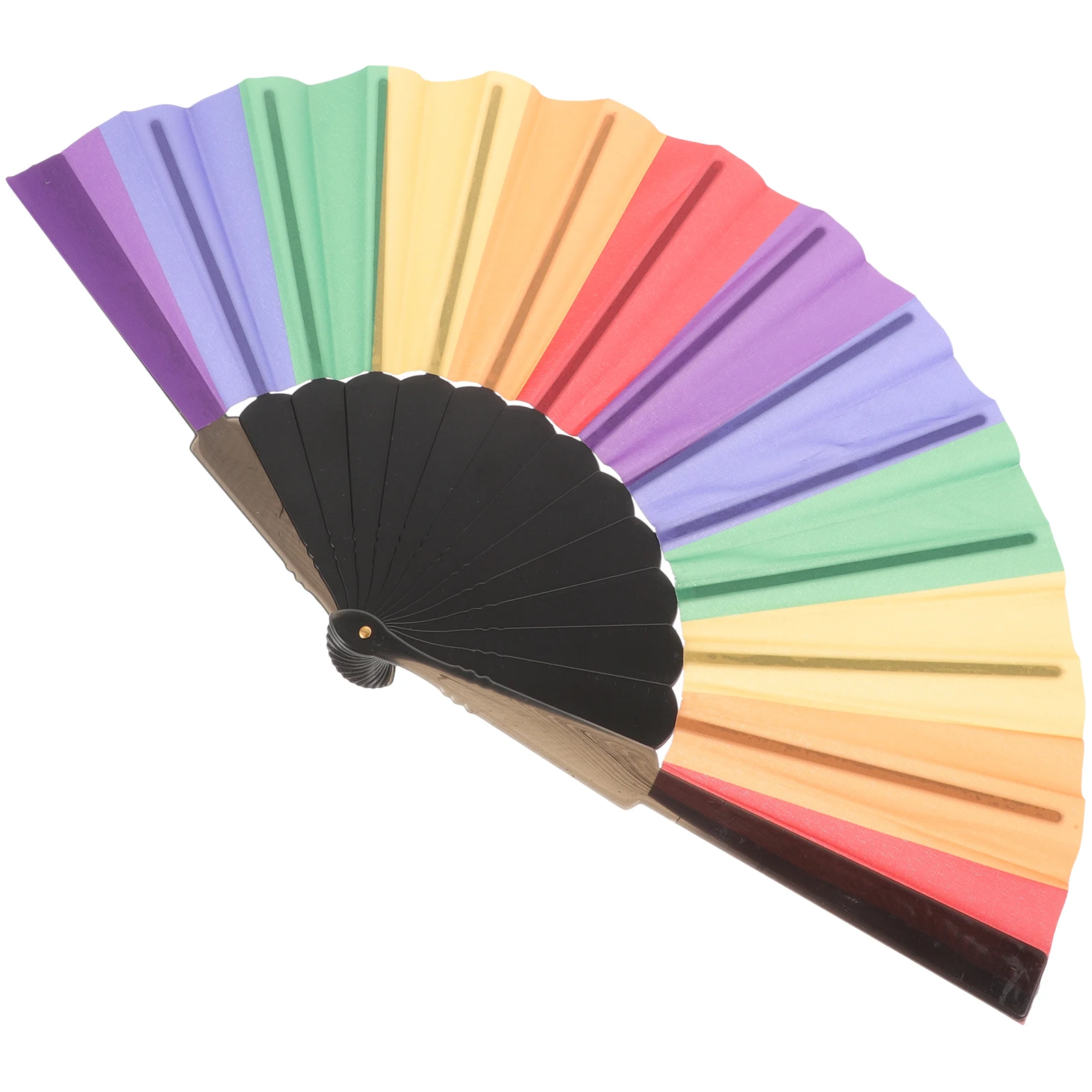 

1pc Rainbow Folding Cloth Hand For Dance Wedding Party Decoration Sturdy Foldable Fan Artists Cosplay Carnival Handheld Fans