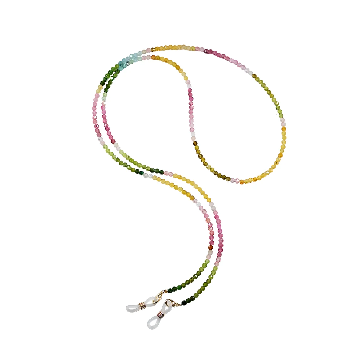 Lii Ji Rainbow Eyeglasses Chain Stone Tourmaline Trendy Women Outside Sunglasses Accessory Necklace Mask Hanging Rope