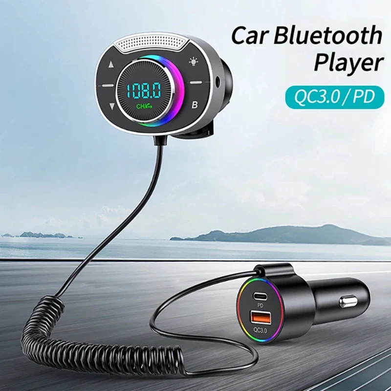 Car Bluetooth 5.0 FM Transmitter PD 30W QC3.0 Fast Charger Wireless Handsfree Audio Receiver MP3 Music Player Easy To Use