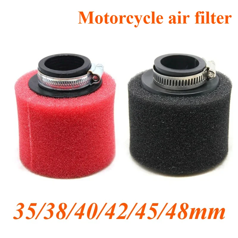 Motorcycle  Air Filter Straight Neck Sponge Cleaner Moped For ATV Dirt Pit Bike Scooter Red/Black 35/38/40/42/45/48mm
