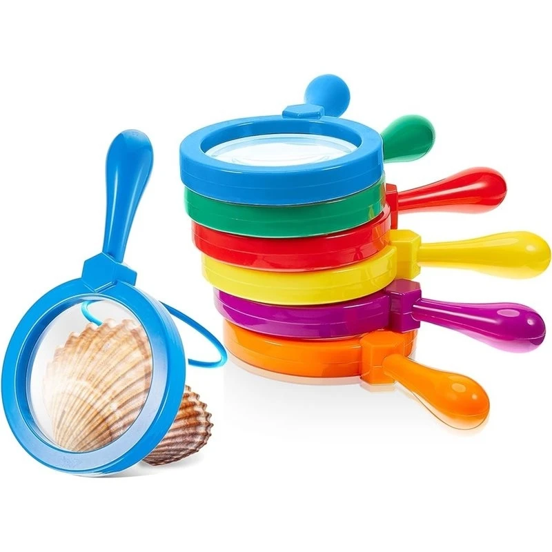 T19C Easy Jumbo Magnifiers 6-Pack Kids Science Learning Toys Magnifying Glass With Stand For Reading Books/Maps Insects